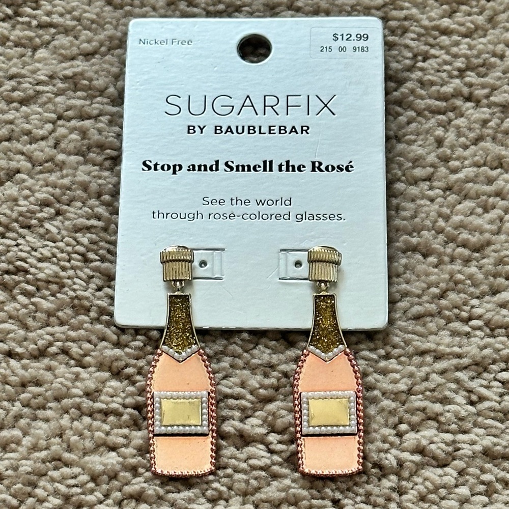 BaubleBar Pink and Gold Bottle Earrings - Picture 4 of 6